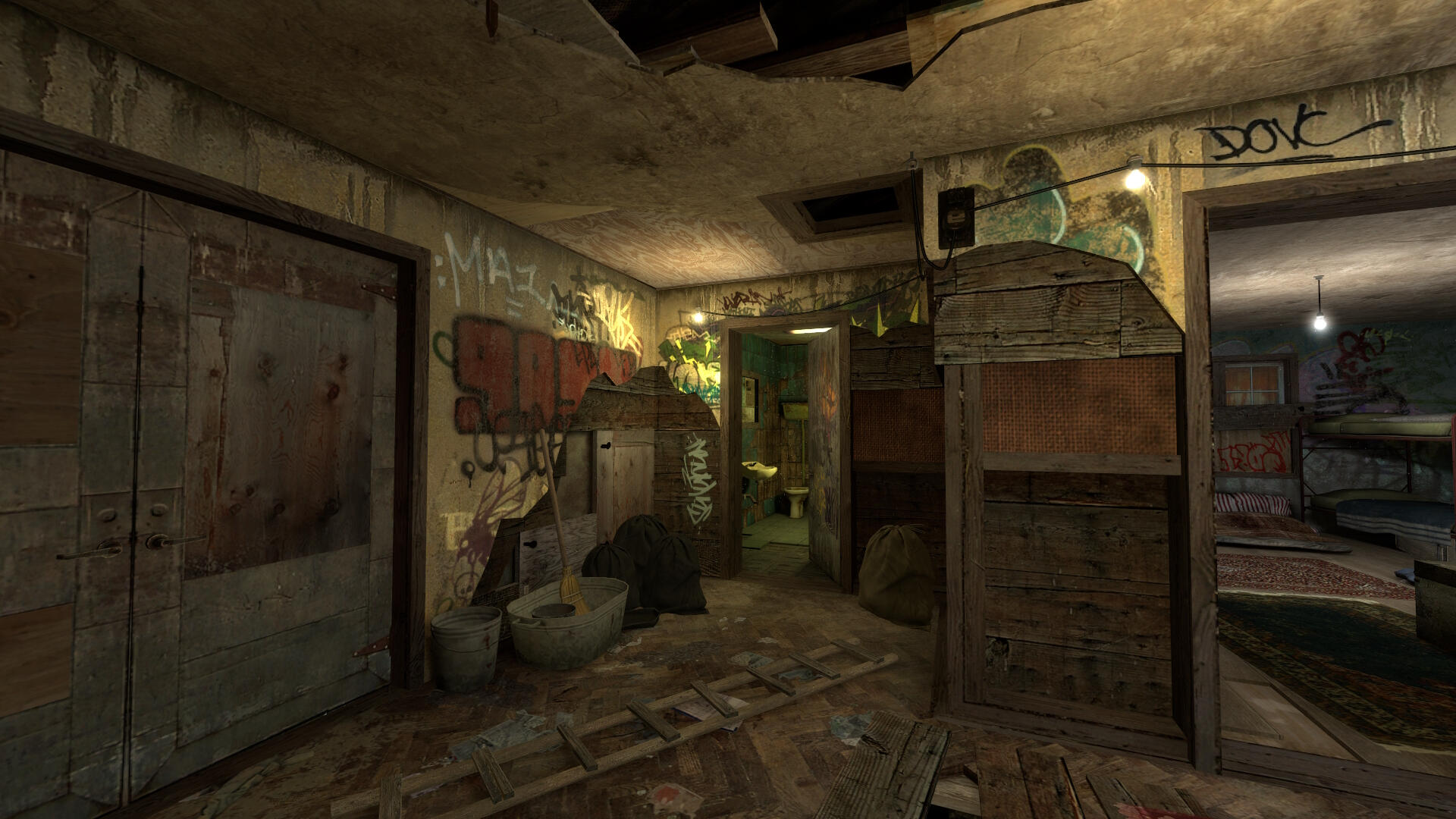 The decayed main hallway.